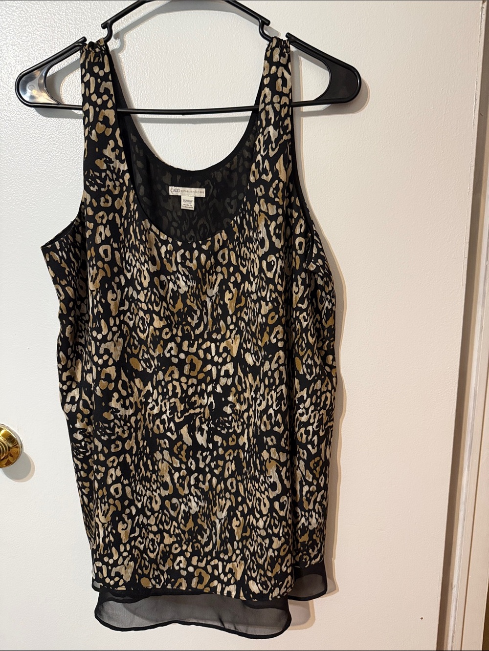 Cato Black & Tan Animal Print Chiffon Camisole